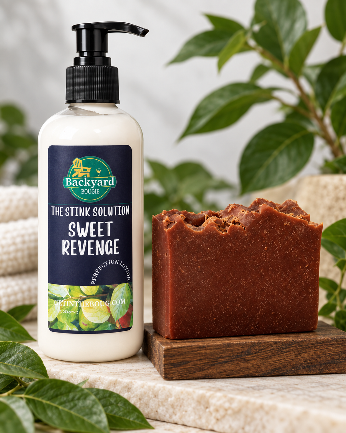 The Stink Solution Sweet Revenge Persimmon Soap/Lotion Bundle - Botanical Infusion by Backyard Bougie