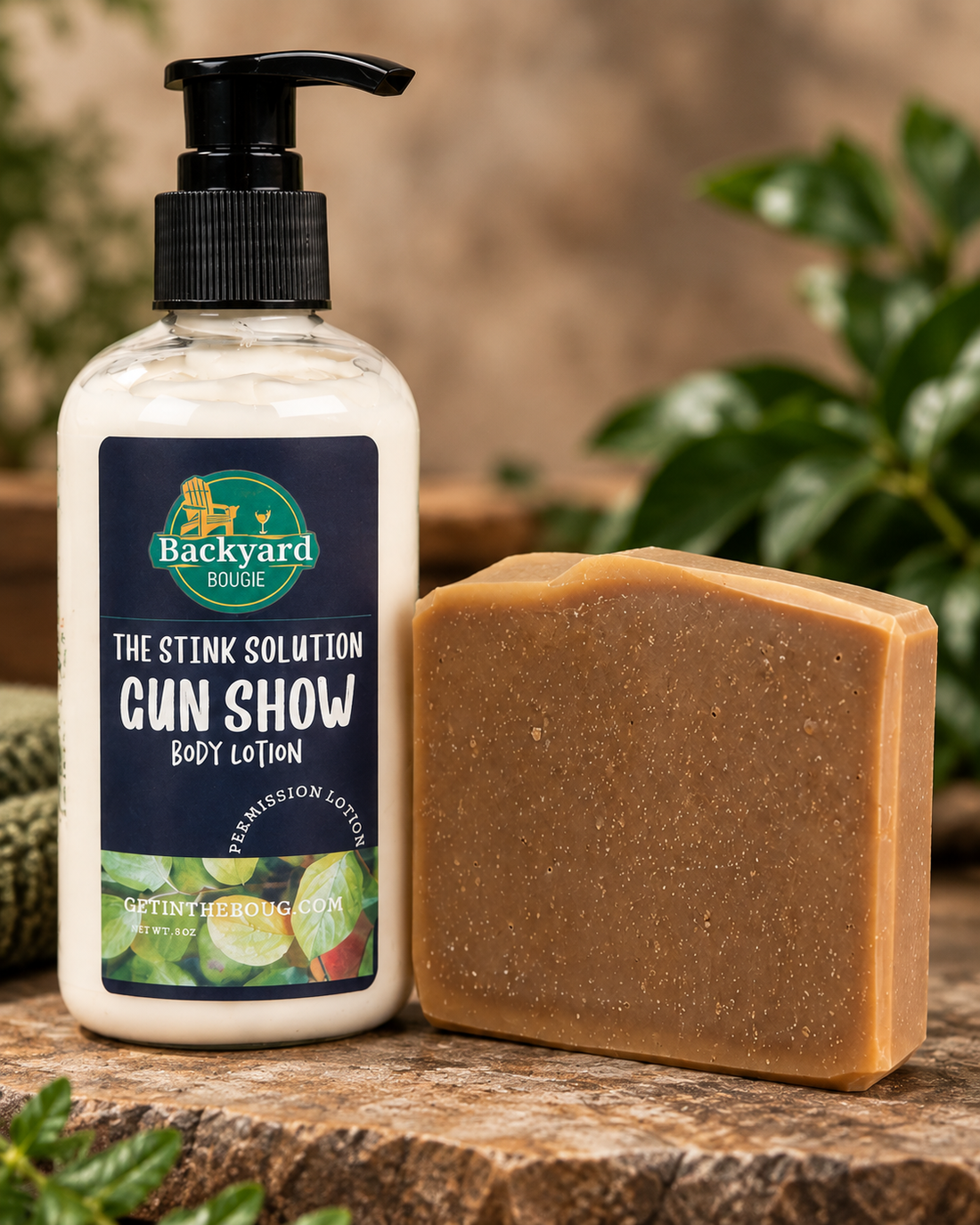 The Stink Solution – Gun Show Persimmon Soap + Lotion Duo - Botanical Infusion by Backyard Bougie