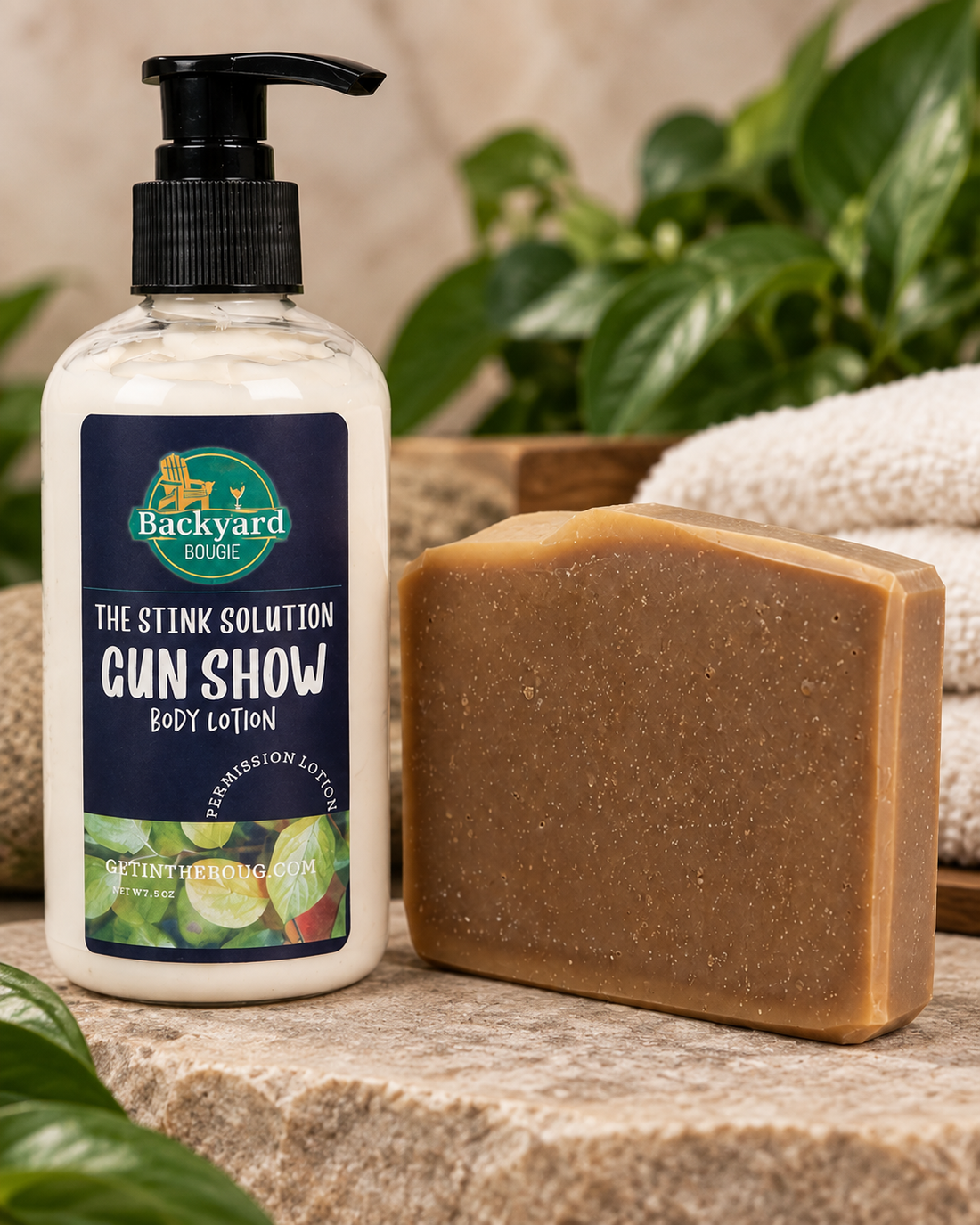 The Stink Solution – Gun Show Persimmon Soap + Lotion Duo - Botanical Infusion by Backyard Bougie